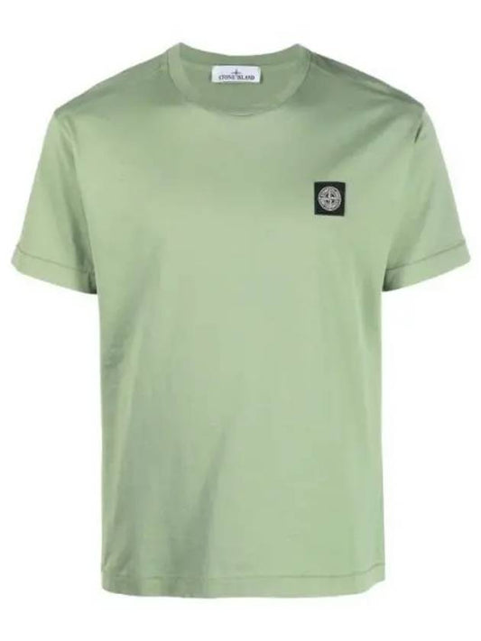 Logo Patch Cotton Short Sleeve T-Shirt Sage Green - STONE ISLAND - BALAAN 2