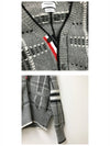 Hairline Check Intarsia Classic Cashmere V Neck Cardigan Light Grey - THOM BROWNE - BALAAN 6