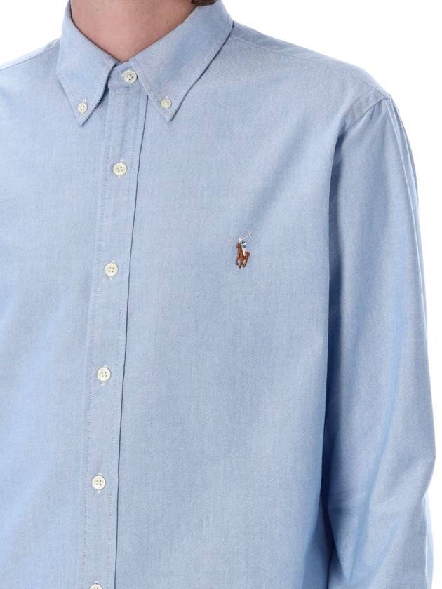 Embroidery Pony Oxford Long Sleeve Shirt Blue - POLO RALPH LAUREN - BALAAN 4