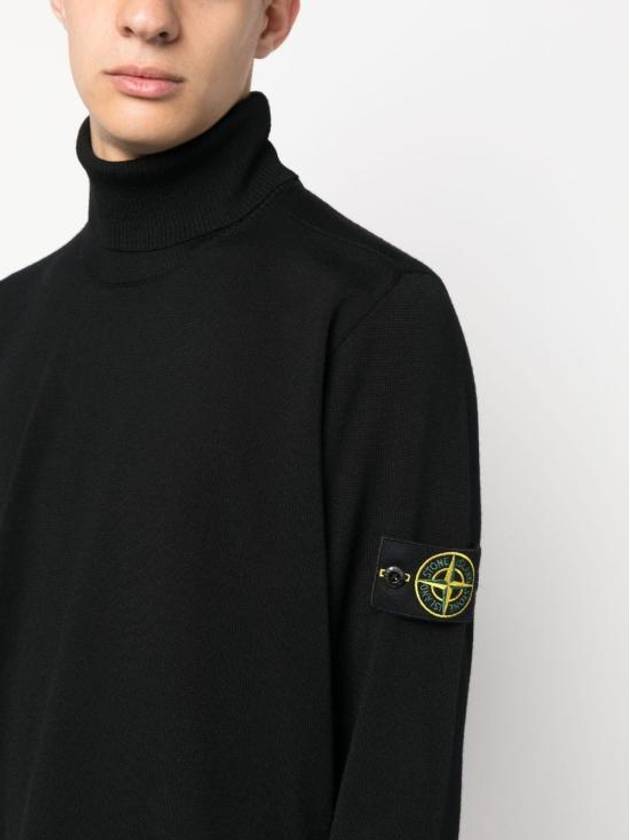 Wappen Patch Virgin Wool Turtleneck Black - STONE ISLAND - BALAAN 6