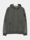 Regular Fit Mercerized Cotton Fleece Cotton Hoodie Musk Green - STONE ISLAND - BALAAN 2