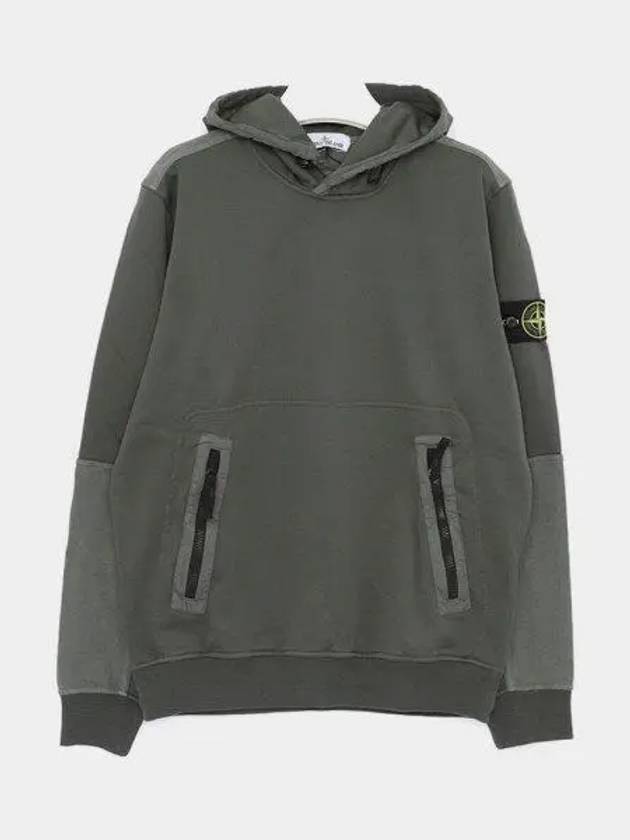 Regular Fit Mercerized Cotton Fleece Cotton Hoodie Musk Green - STONE ISLAND - BALAAN 2