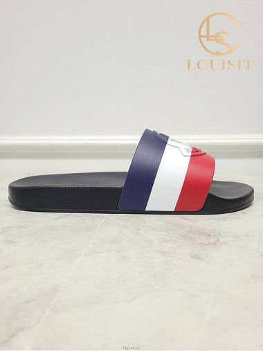 Used luxury goods Lewis It 43 Moncler black three stripe banding logo basil slippers - MONCLER - BALAAN 1