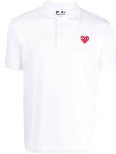 Red Heart Wappen Polo Shirt P1 T006 5 White - COMME DES GARCONS - BALAAN 2