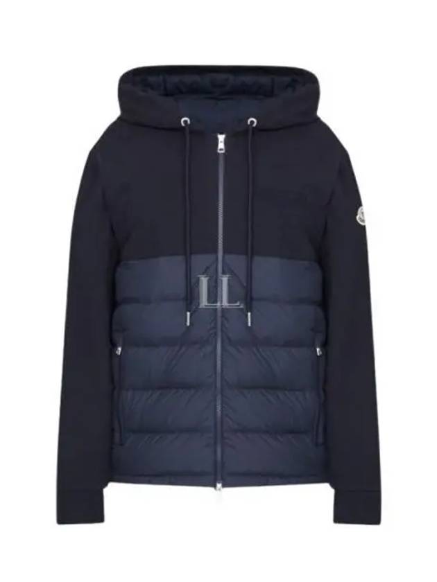 Logo Embroidered Padded Hooded Jacket Navy - MONCLER - BALAAN 2