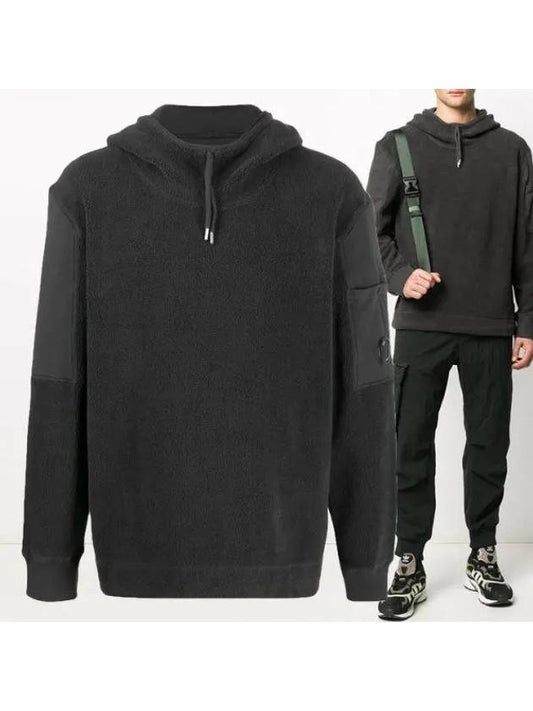 Garment Dyed Lens Patch Pocket Hoodie Black - CP COMPANY - BALAAN 2