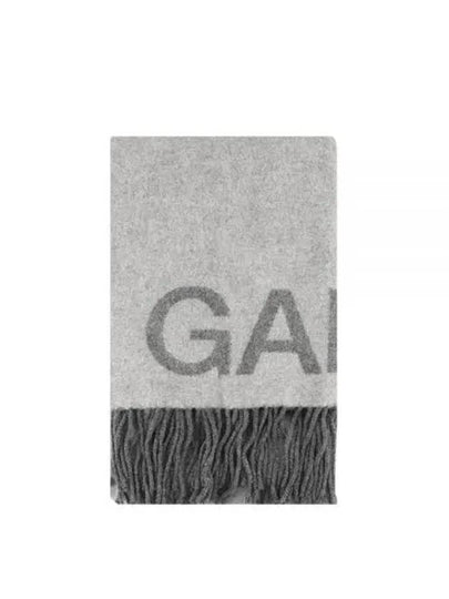 Fringes And Logo Muffler Grey - GANNI - BALAAN 2