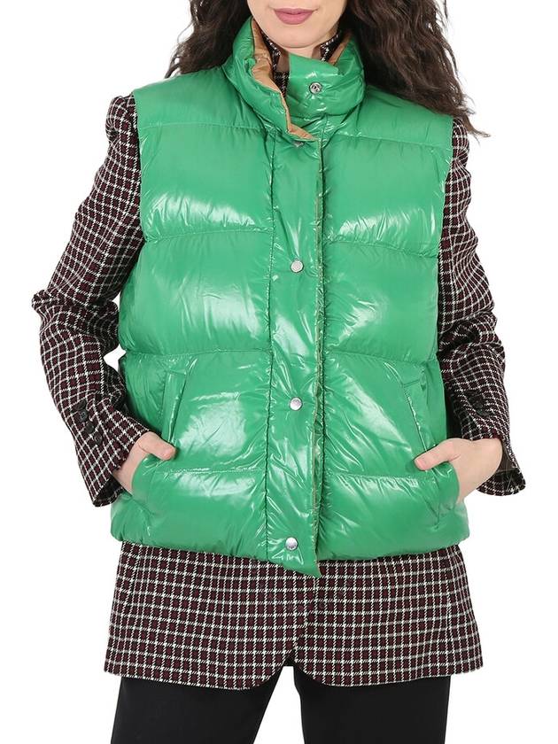 Check Wool Blazer Vest Padded Green - BURBERRY - BALAAN 2