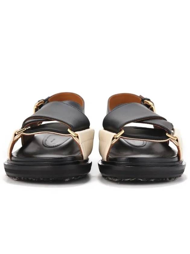 Fussbett Leather Sandals Black White - MARNI - BALAAN 5