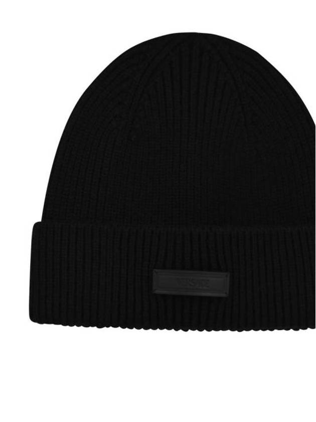 Logo Patch Knit Beanie Black - VERSACE - BALAAN 4