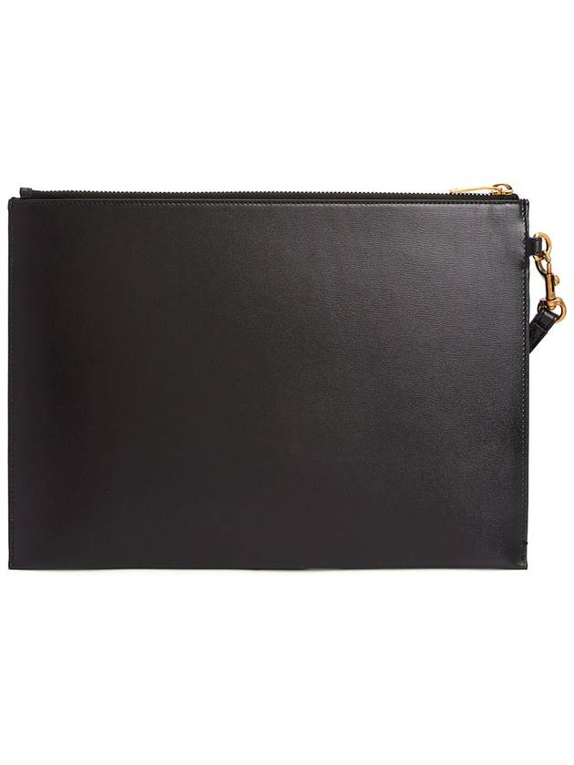 Tiny Cassandre Shiny Leather Zip Tablet Clutch Bag Black - SAINT LAURENT - BALAAN 4