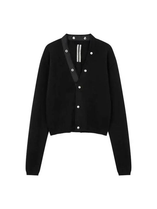 WOMEN Snap button cropped cardigan black 271508 - RICK OWENS - BALAAN 1