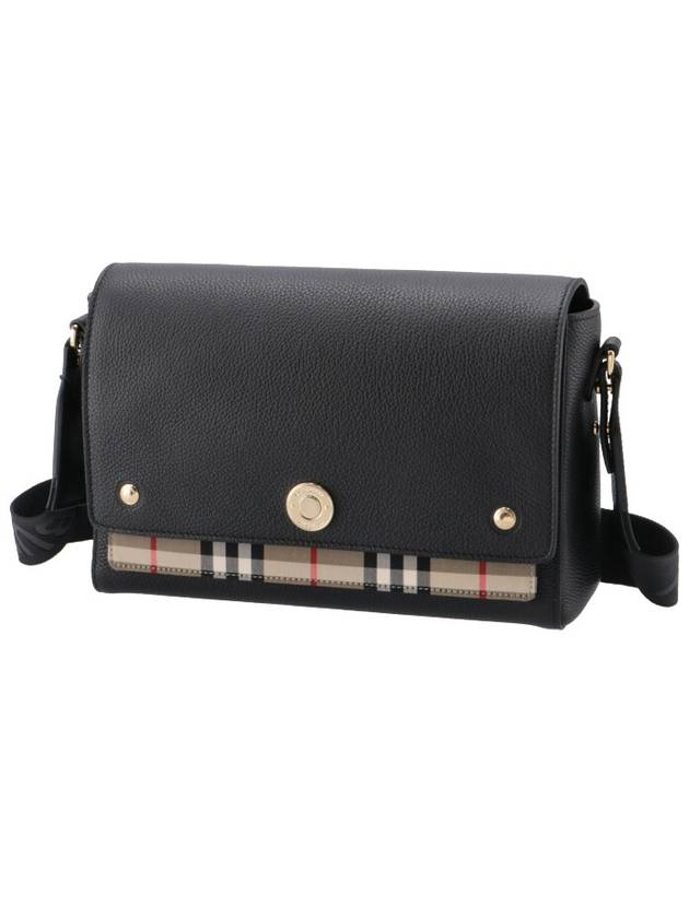 Leather and Vintage Check Note Crossbody Bag Black - BURBERRY - BALAAN 2