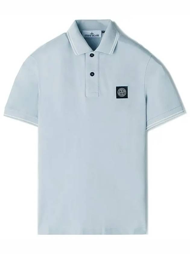 Stretch Cotton Pique Short Sleeve Polo Shirt Blue - STONE ISLAND - BALAAN 2