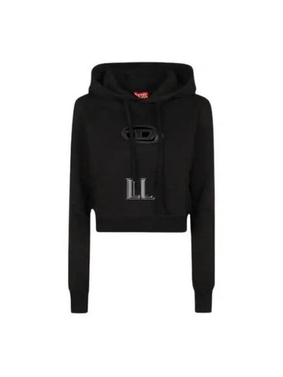 F Slimmy Hood OD Cut Out Oval D Logo Hoodie Black - DIESEL - BALAAN 2