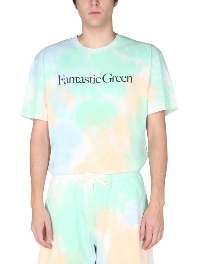 Men's Fantastic Green Tie Dye Short Sleeve T-Shirt Multi - MSGM - BALAAN 2