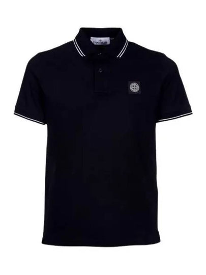 Stretch Cotton Pique Short Sleeve Polo Shirt Black - STONE ISLAND - BALAAN 2