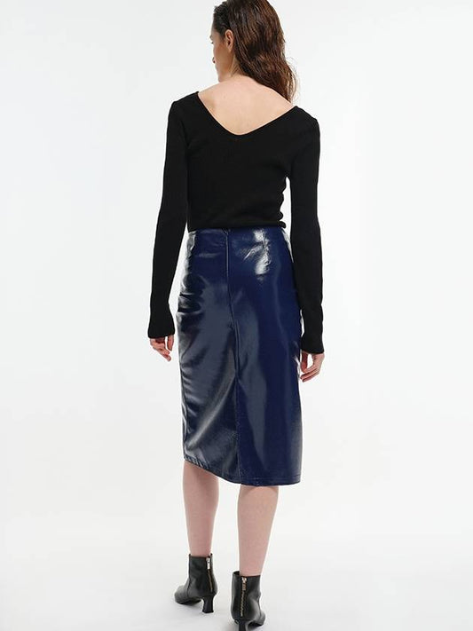 GLOSY SLIT MIDI SKIRT_2colors - MAGJAY - BALAAN 2