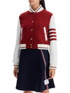 4-Bar Crop Varsity Cashmere Bomber Jacket Red - THOM BROWNE - BALAAN 4