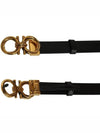 Adjustable Gancini Leather Belt Black - SALVATORE FERRAGAMO - BALAAN 3