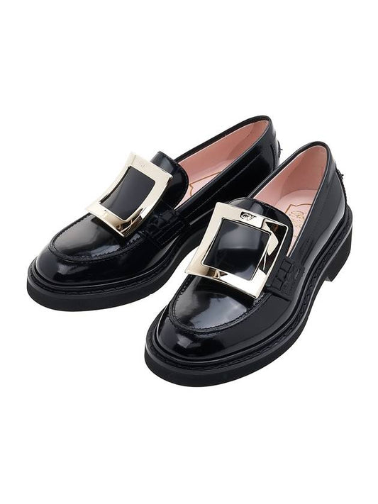 Viv' Rangers Metal Buckle Leather Loafers Black - ROGER VIVIER - BALAAN.