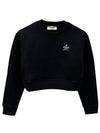 Logo Embroidery Crew Neck Sweatshirt Black - FENDI - BALAAN 2