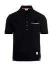 Men's Three Stripes Pocket Mercerized Short Sleeve Polo Shirt Navy - THOM BROWNE - BALAAN 2