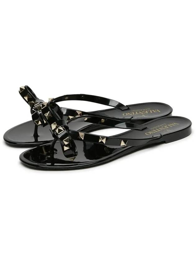 Rubber Rockstud Flip Flops Black - VALENTINO - BALAAN 2