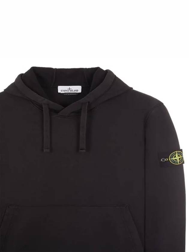 Logo Patch Cotton Fleece Hoodie Black - STONE ISLAND - BALAAN 4