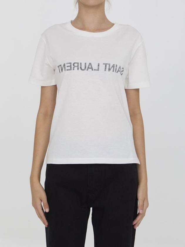 Reverse Short Sleeve T-Shirt Nature Et Noir - SAINT LAURENT - BALAAN 2