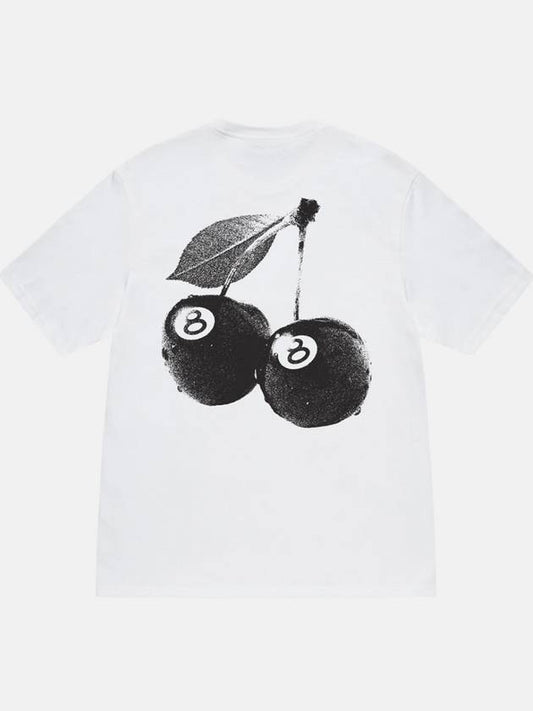 Eight Ball Cherry Short Sleeve T Shirt White Black Stussy Unisex - STUSSY - BALAAN 1
