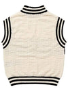 Women's Intarsia Logo Monogram High Neck Sleeveless Knit Vest White - BALMAIN - BALAAN.