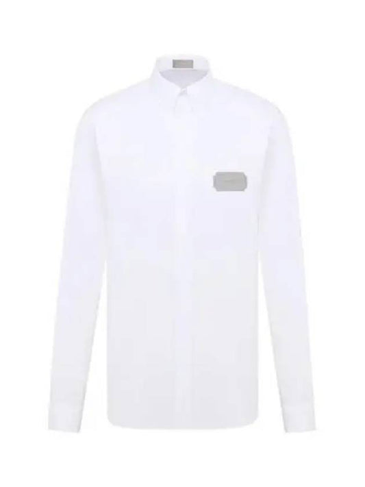 Embroidered Logo Patch Long Sleeve Shirt White - DIOR - BALAAN 2