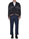 Donegal Tartan Stripe V-Neck Cardigan Grey - THOM BROWNE - BALAAN 5