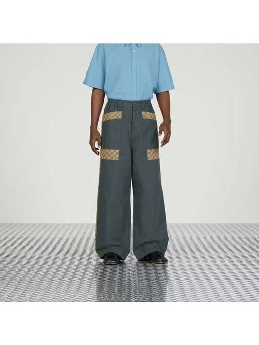 Cotton Canvas GG Trousers Straight Pants Blue - GUCCI - BALAAN 2