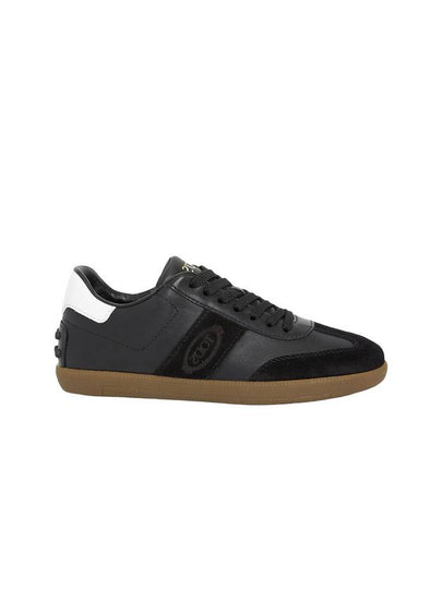 Women's Leather Suede Low Top Sneakers Black - TOD'S - BALAAN 2