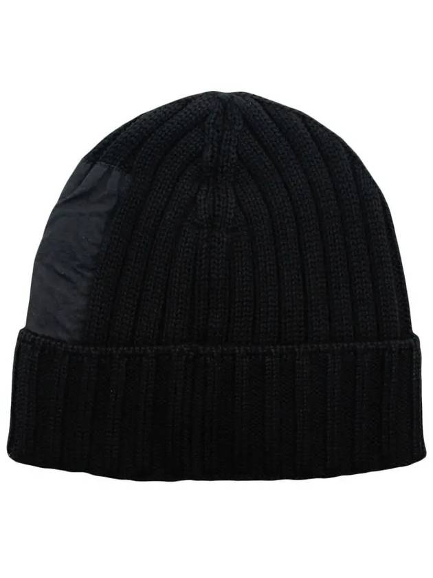 Lens Wappen Ribbed Wool Beanie Black - CP COMPANY - BALAAN 3