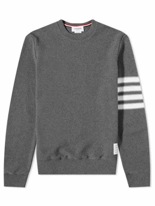 4 Bar Stripe Open Raschel Stitch Sweatshirt Grey - THOM BROWNE - BALAAN 2