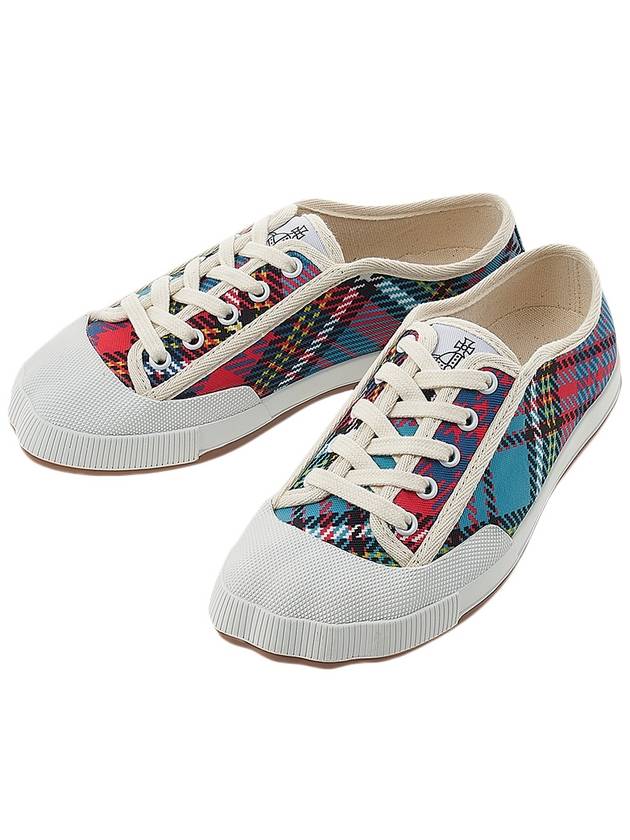 Tartan Logo Print Low Top Sneakers - VIVIENNE WESTWOOD - BALAAN 2