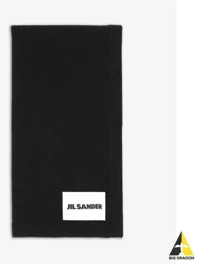 Logo Patch Cashmere Muffler Black - JIL SANDER - BALAAN 2