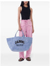 Embroidered Logo Oversized Canvas Tote Bag Blue - GANNI - BALAAN 3