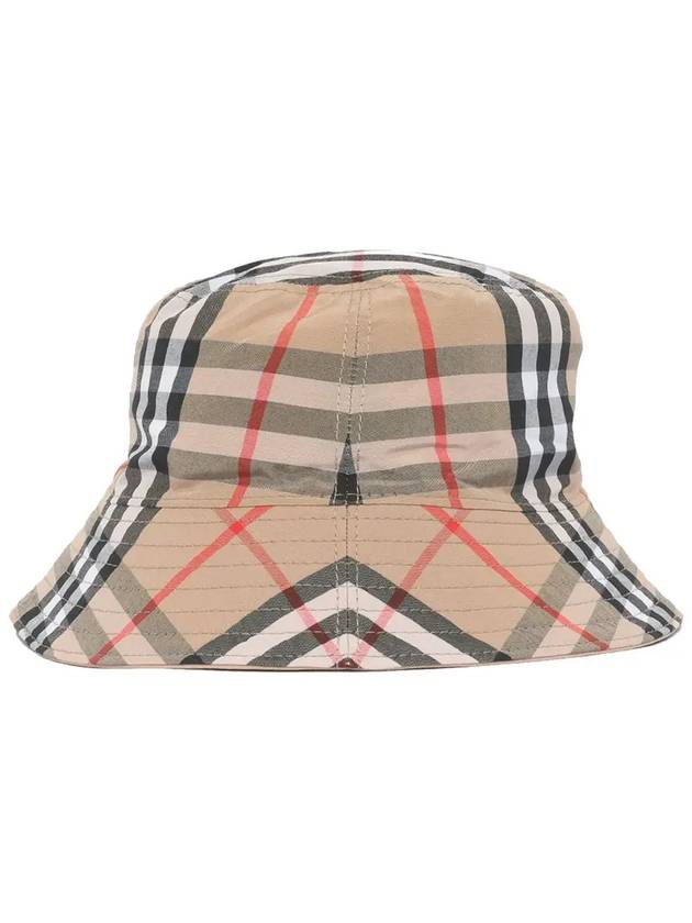 Kids Check Reversible Cotton Blend Bucket Hat Sand - BURBERRY - BALAAN 3