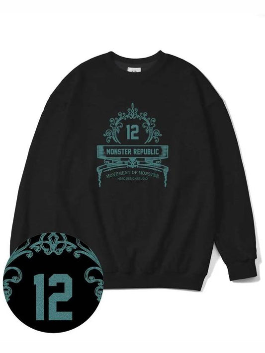 Modelo Jade Green Overfit Sweatshirt Black - MONSTER REPUBLIC - BALAAN 2