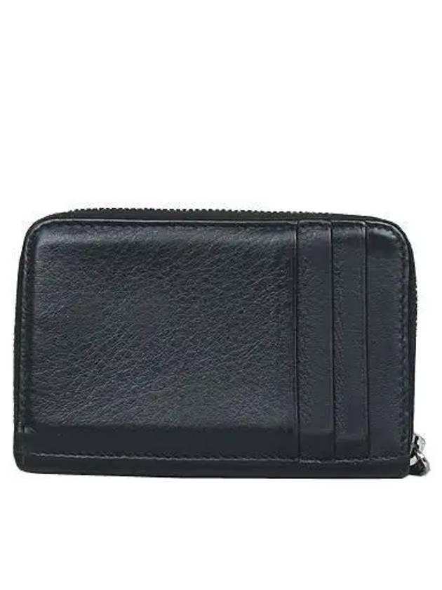 505049 White Logo Black Leather Zipper Card Wallet - BALENCIAGA - BALAAN 3