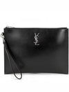 Monogram Silver Logo Clutch Bag Black - SAINT LAURENT - BALAAN 2