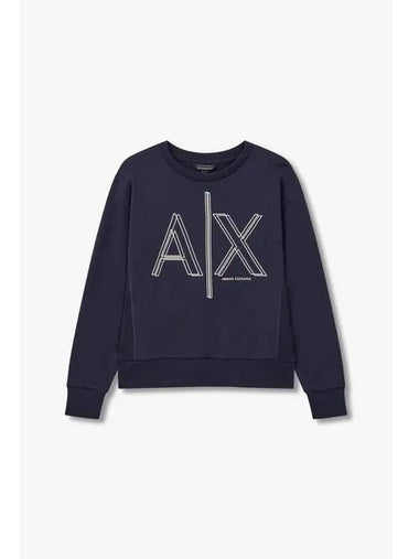 Women s Line Logo Graphic Sweatshirt Navy - ARMANI EXCHANGE - BALAAN 1