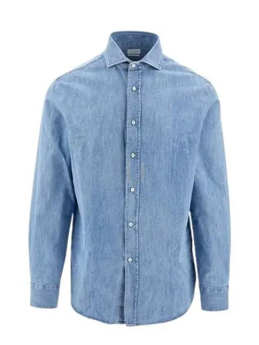 Denim Long Sleeve Shirt Blue - BRUNELLO CUCINELLI - BALAAN 2