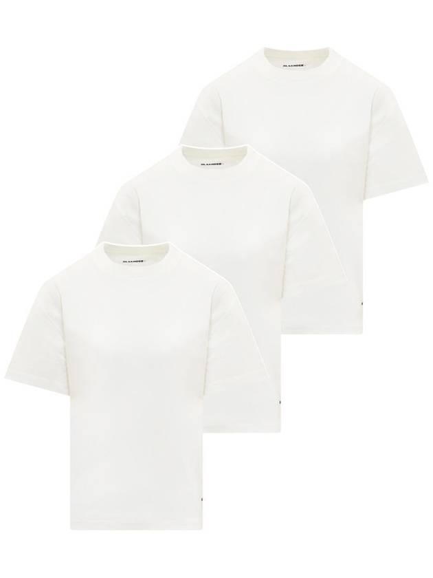 Logo Label Cotton 3 Pack Short Sleeve T-Shirt White - JIL SANDER - BALAAN 2