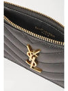 Monogram Fragment Zipper Card Wallet Black - SAINT LAURENT - BALAAN 5