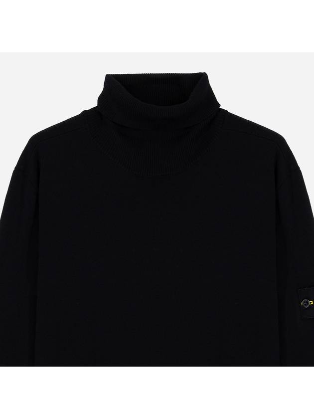 Logo Patch Wool Turtleneck Black - STONE ISLAND - BALAAN 3